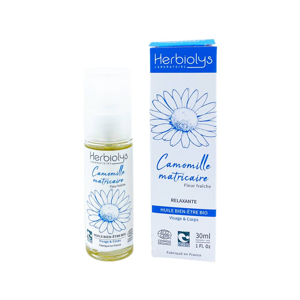 Huile bien-être Camomille matricaire Bio -Matricaria chamomilla - 30 ou 100 ml - goobio-and-zen