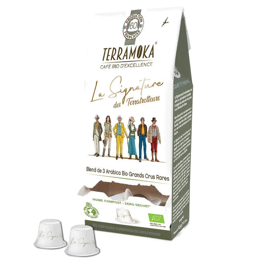 TERRAMOKA 15 ou 60 capsules - Arabica Inde, Ethiopie, Brésil - La Signature - Compatibles Nespresso - goobio-and-zen