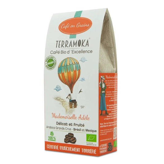 TERRAMOKA Café BIO en grains 200 g ou 1 kg - Adele - goobio-and-zen