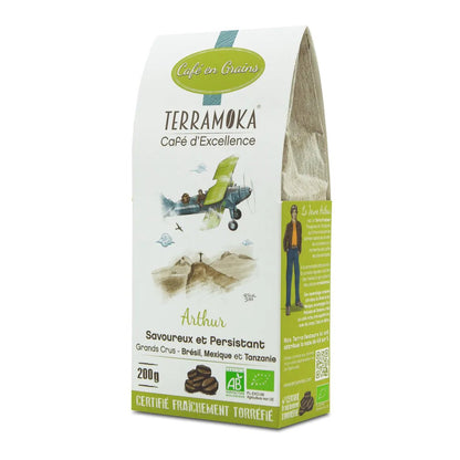 TERRAMOKA Café BIO en grains 200 g ou 1 kg- Arthur - goobio-and-zen