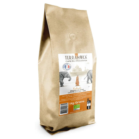 TERRAMOKA Café BIO en grains 200 g ou 1 kg - Inde - Kalindia - goobio-and-zen