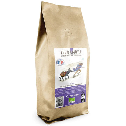 TERRAMOKA Café BIO en grains Inès - 1 kg ou 200 g - goobio-and-zen