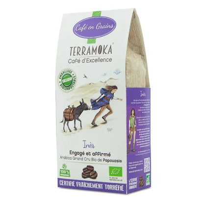 TERRAMOKA Café BIO en grains Inès - 1 kg ou 200 g - goobio-and-zen